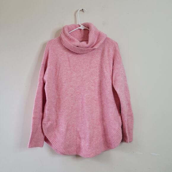 Loft Women's Size S Cowl Neck Knit Sweater Desert Rose Pink Heather - Picture 3 of 7